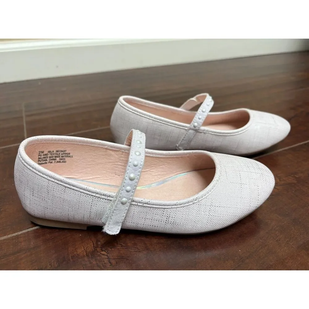 Mix No 6 White Glitter Mary Janes 33 US 2 Kid Pearl Strap Flower Girl Dress Shoe